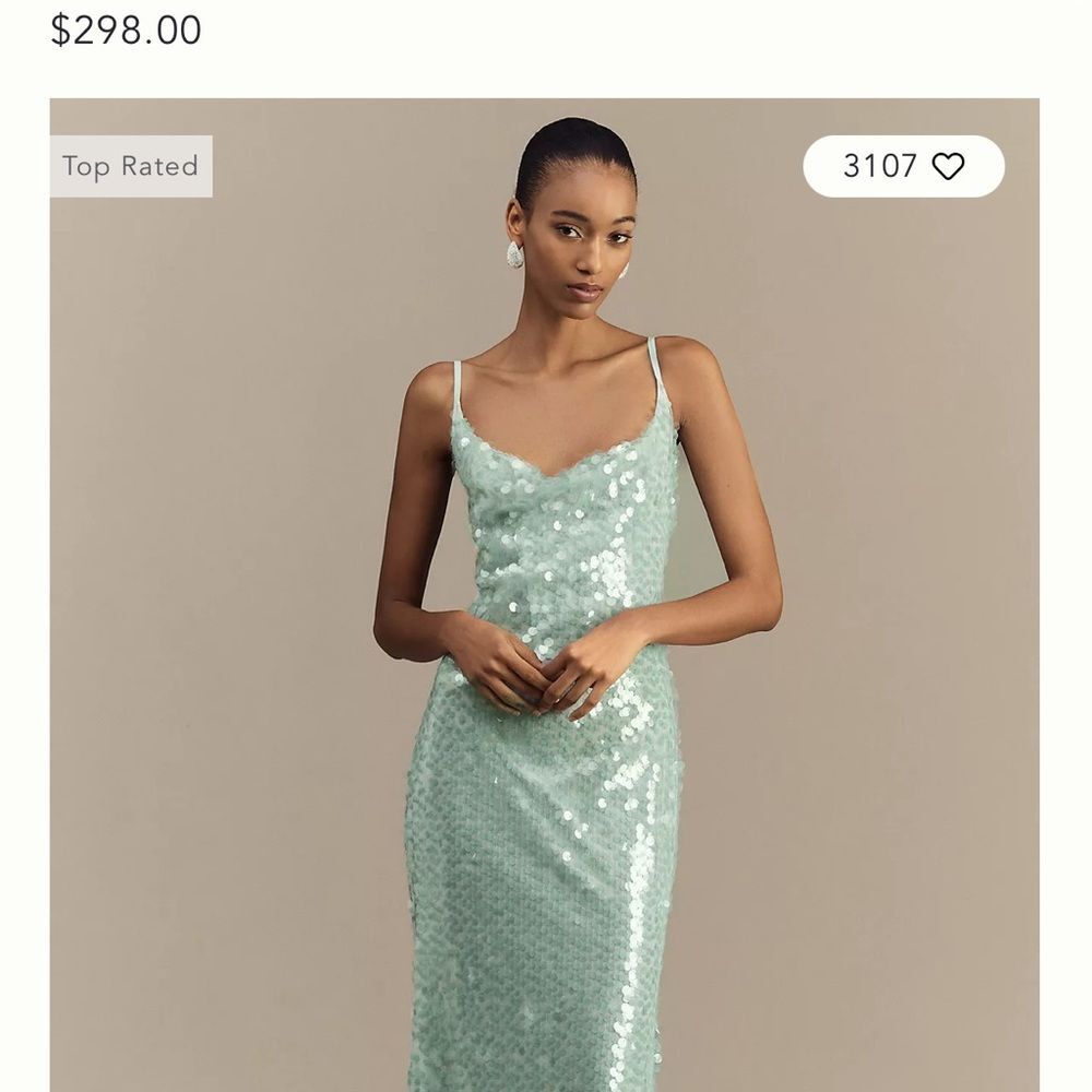 Mare Mare Kassidy Anthropologie Cowl Neck Stretch Sequin Maxi in Mint Small